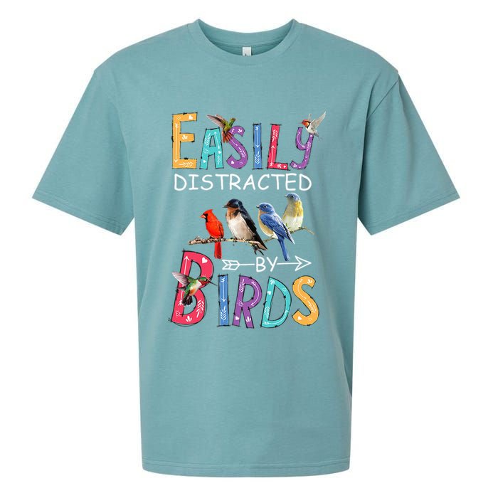 Easily Distracted By Birds Funny Bird Sueded Cloud Jersey T-Shirt