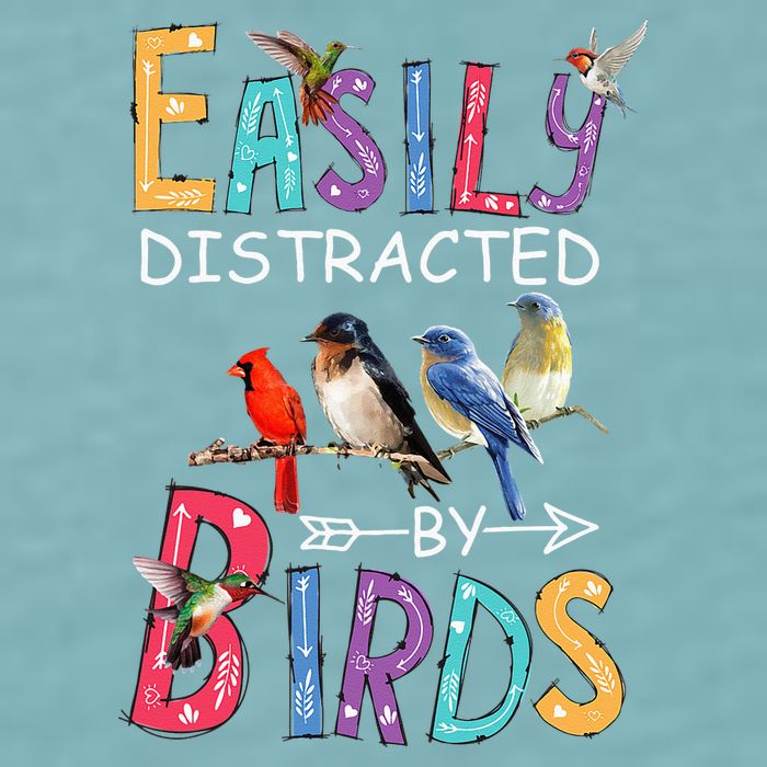 Easily Distracted By Birds Funny Bird Sueded Cloud Jersey T-Shirt