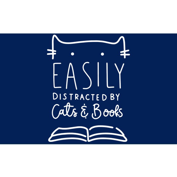 Easily Distracted By Cats And Books Cat & Book Lover Bumper Sticker