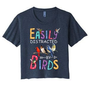 Easily DistractedBy Birds Funny Bird Women's Crop Top Tee