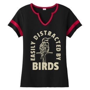 Easily Distracted By Birds Ladies Halftime Notch Neck Tee