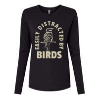 Easily Distracted By Birds Womens Cotton Relaxed Long Sleeve T-Shirt