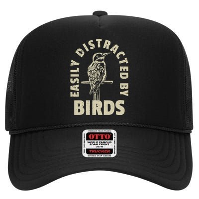 Easily Distracted By Birds High Crown Mesh Back Trucker Hat