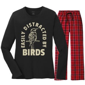 Easily Distracted By Birds Women's Long Sleeve Flannel Pajama Set 