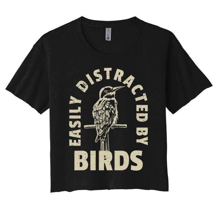 Easily Distracted By Birds Women's Crop Top Tee