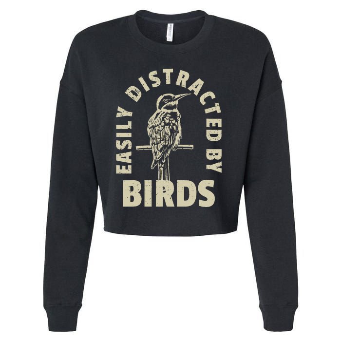 Easily Distracted By Birds Cropped Pullover Crew