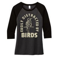 Easily Distracted By Birds Women's Tri-Blend 3/4-Sleeve Raglan Shirt