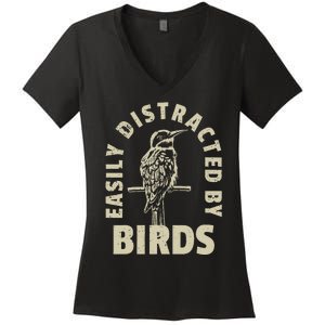 Easily Distracted By Birds Women's V-Neck T-Shirt