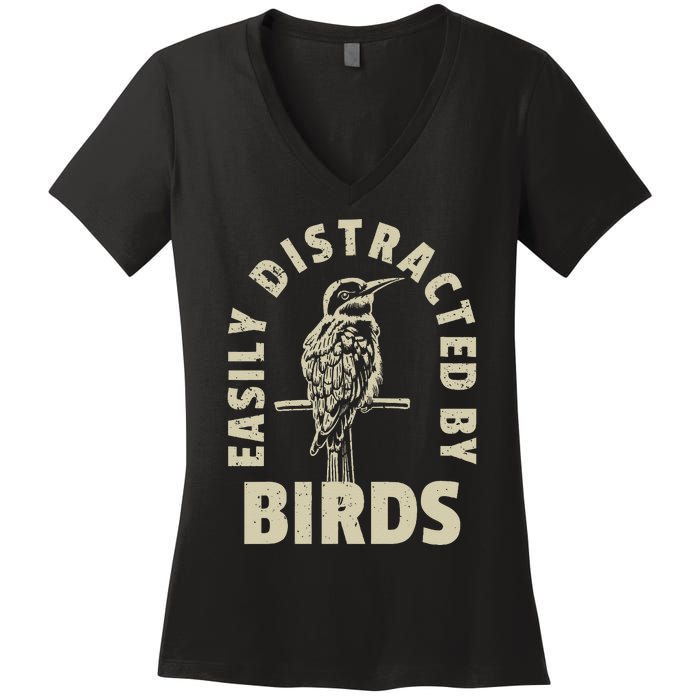 Easily Distracted By Birds Women's V-Neck T-Shirt