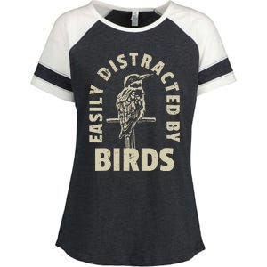 Easily Distracted By Birds Enza Ladies Jersey Colorblock Tee