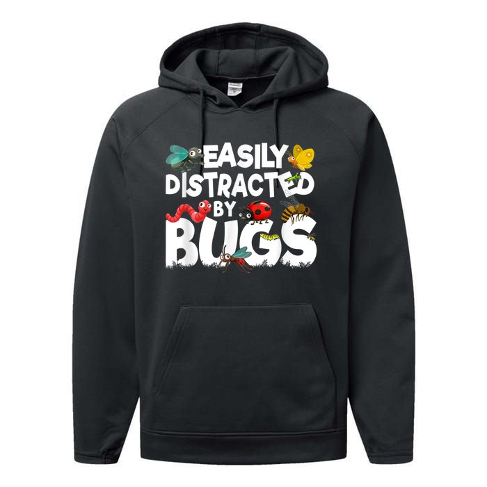 Easily Distracted By Bugs Insect Science Bug Performance Fleece Hoodie