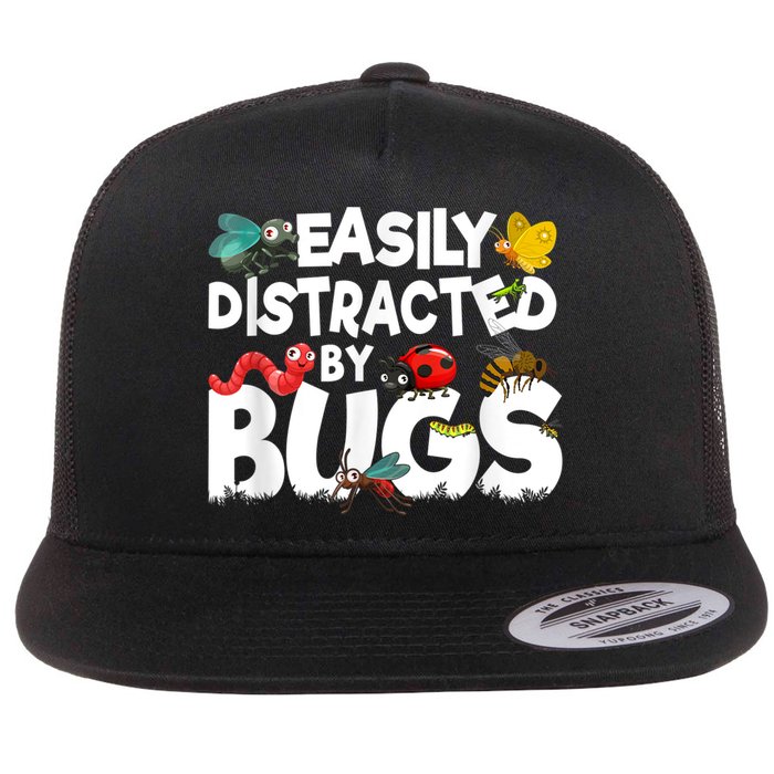 Easily Distracted By Bugs Insect Science Bug Flat Bill Trucker Hat