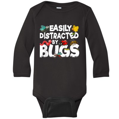 Easily Distracted By Bugs Insect Science Bug Baby Long Sleeve Bodysuit