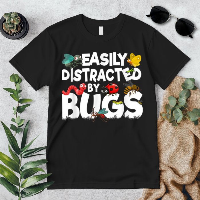 Easily Distracted By Bugs Insect Science Bug Premium T-Shirt