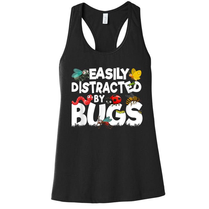 Easily Distracted By Bugs Insect Science Bug Women's Racerback Tank