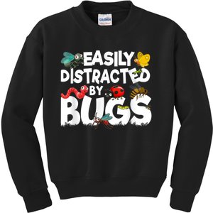 Easily Distracted By Bugs Insect Science Bug Kids Sweatshirt