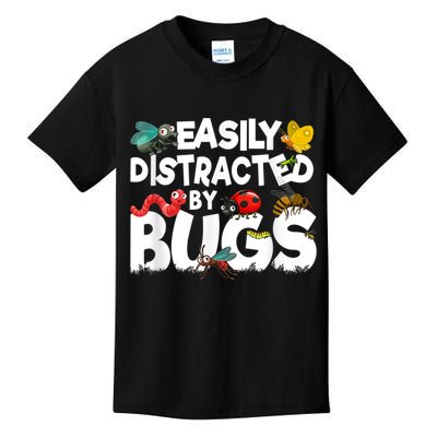 Easily Distracted By Bugs Insect Science Bug Kids T-Shirt