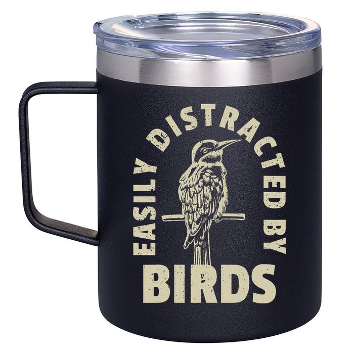 Easily Distracted By Birds 12oz Stainless Steel Coffee Mug