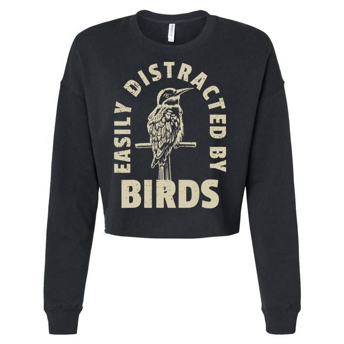 Easily Distracted By Birds Cropped Pullover Crew