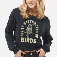 Easily Distracted By Birds Cropped Pullover Crew