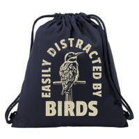 Easily Distracted By Birds Drawstring Bag