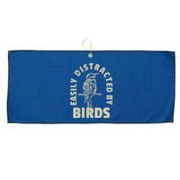 Easily Distracted By Birds Large Microfiber Waffle Golf Towel