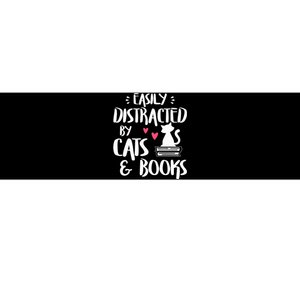 Easily Distracted by Cats and Books Cat & Book Lover Bumper Sticker