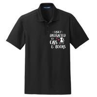 Easily Distracted by Cats and Books Cat & Book Lover Dry Zone Grid Polo