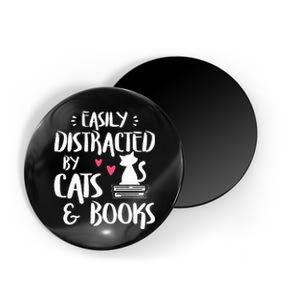 Easily Distracted by Cats and Books Cat & Book Lover Magnet