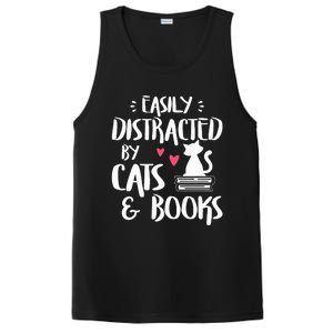 Easily Distracted by Cats and Books Cat & Book Lover PosiCharge Competitor Tank