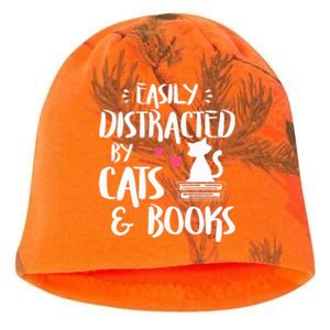 Easily Distracted by Cats and Books Cat & Book Lover Kati - Camo Knit Beanie