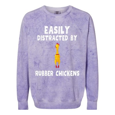 Easily Distracted By Rubber Chickens Colorblast Crewneck Sweatshirt