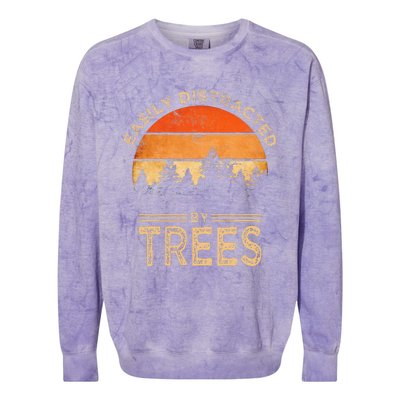 Easily Distracted By Trees Vintage Funny Tree Colorblast Crewneck Sweatshirt