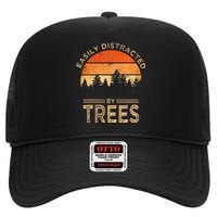 Easily Distracted By Trees Vintage Funny Tree High Crown Mesh Back Trucker Hat