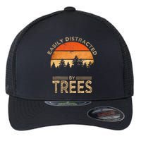 Easily Distracted By Trees Vintage Funny Tree Flexfit Unipanel Trucker Cap