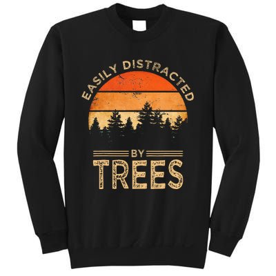 Easily Distracted By Trees Vintage Funny Tree Sweatshirt