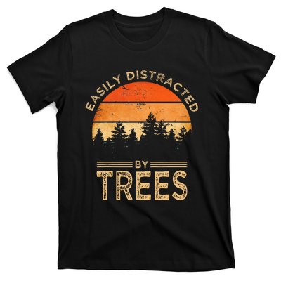 Easily Distracted By Trees Vintage Funny Tree T-Shirt