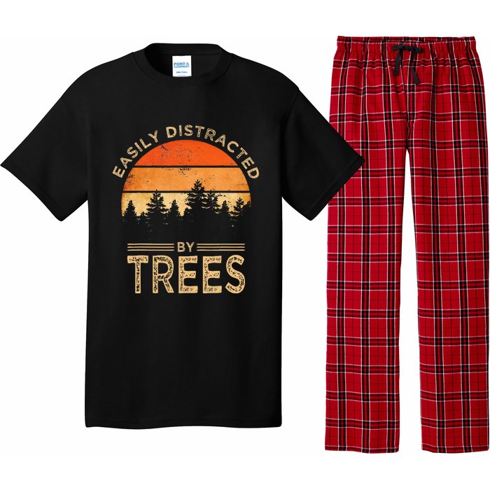 Easily Distracted By Trees Vintage Funny Tree Pajama Set