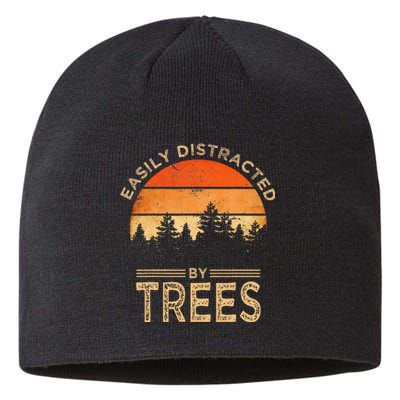 Easily Distracted By Trees Vintage Funny Tree Sustainable Beanie