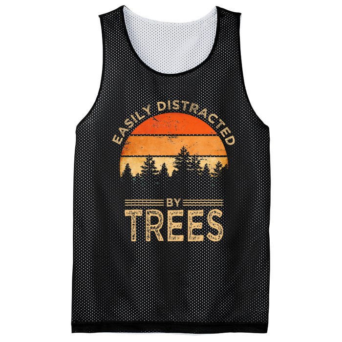 Easily Distracted By Trees Vintage Funny Tree Mesh Reversible Basketball Jersey Tank