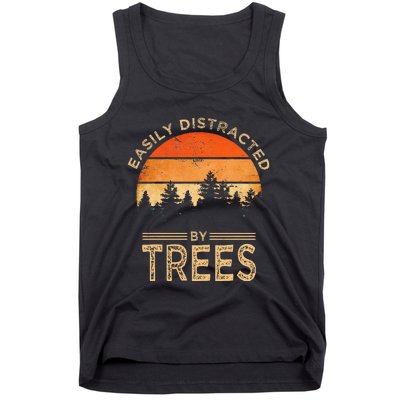 Easily Distracted By Trees Vintage Funny Tree Tank Top