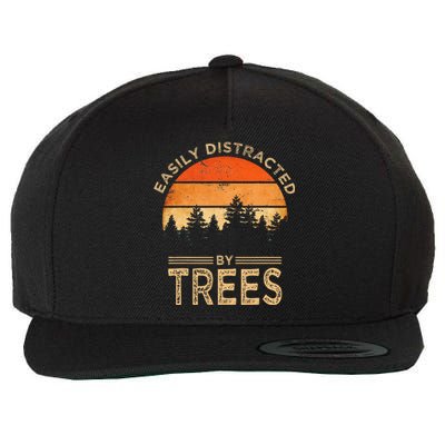 Easily Distracted By Trees Vintage Funny Tree Wool Snapback Cap