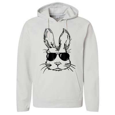 Easter Day Bunny Face With Sunglasses  Boy Kid Easter Performance Fleece Hoodie