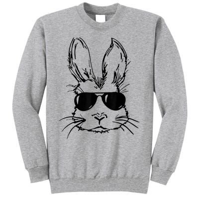 Easter Day Bunny Face With Sunglasses  Boy Kid Easter Tall Sweatshirt