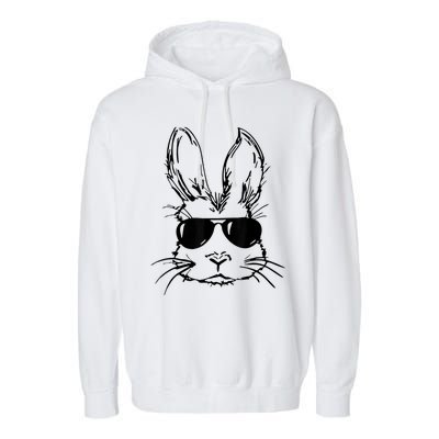 Easter Day Bunny Face With Sunglasses  Boy Kid Easter Garment-Dyed Fleece Hoodie