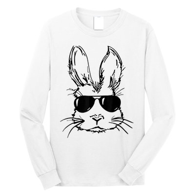 Easter Day Bunny Face With Sunglasses  Boy Kid Easter Long Sleeve Shirt