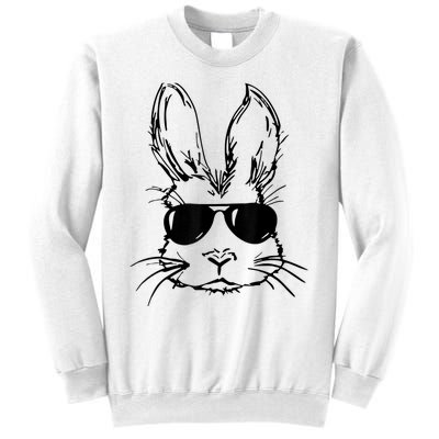 Easter Day Bunny Face With Sunglasses  Boy Kid Easter Sweatshirt