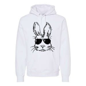 Easter Day Bunny Face With Sunglasses  Boy Kid Easter Premium Hoodie