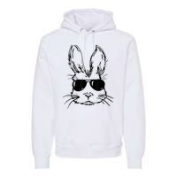 Easter Day Bunny Face With Sunglasses  Boy Kid Easter Premium Hoodie