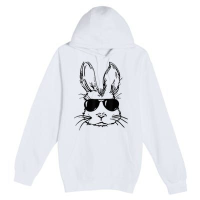 Easter Day Bunny Face With Sunglasses  Boy Kid Easter Premium Pullover Hoodie